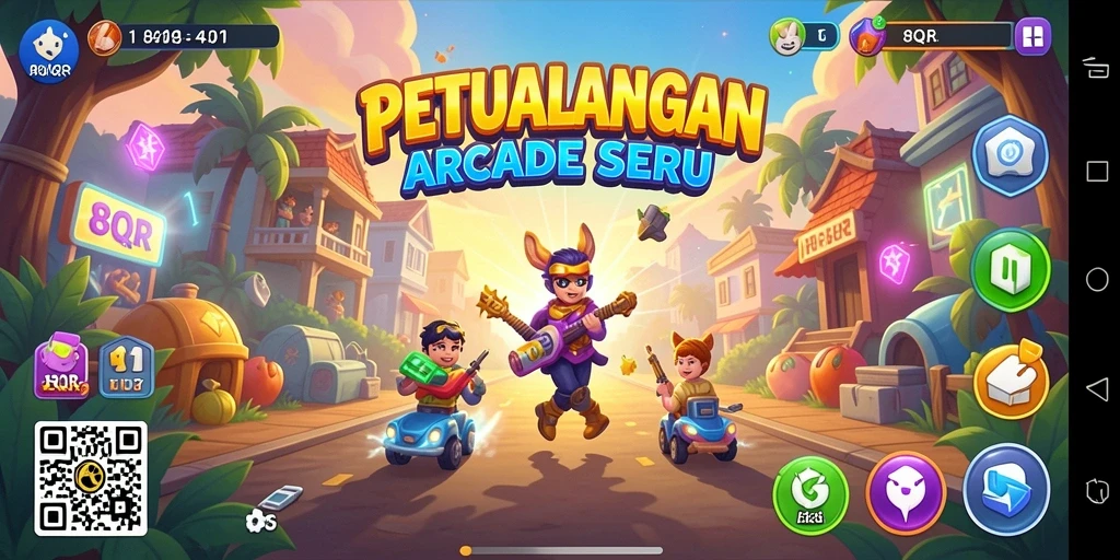 Tampilan gameplay seru di 8QR dengan aksi arcade menarik.