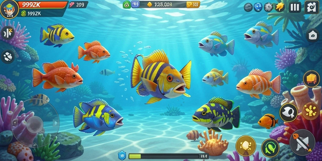 Gameplay seru <strong>999ZK</strong> dengan berburu ikan beragam.