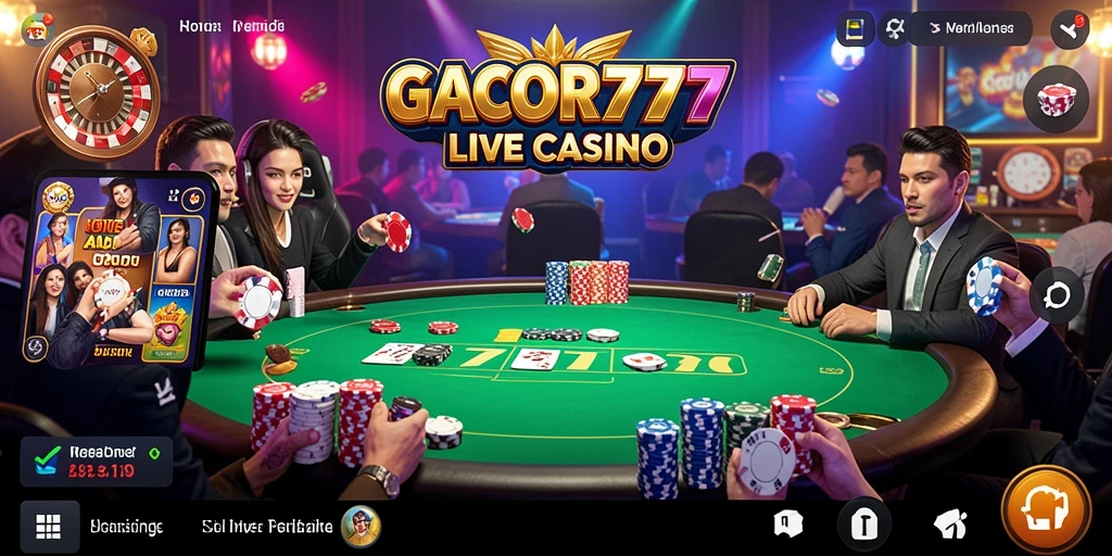 Tampilan screenshot GACOR777 yang menunjukkan dealer langsung dalam permainan kasinonya.