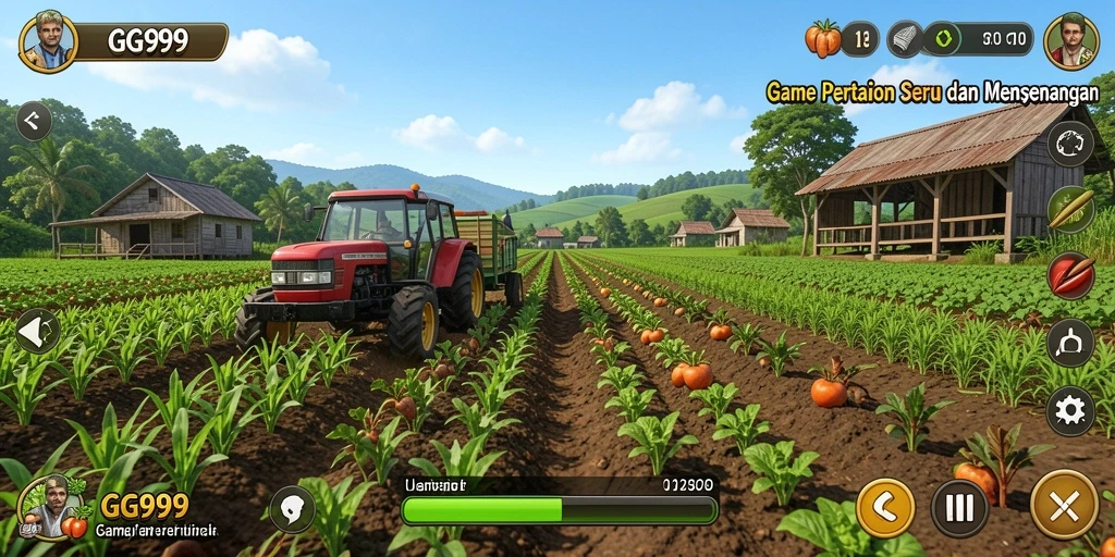 Screenshot menunjukkan gameplay menarik bertani di GG999.