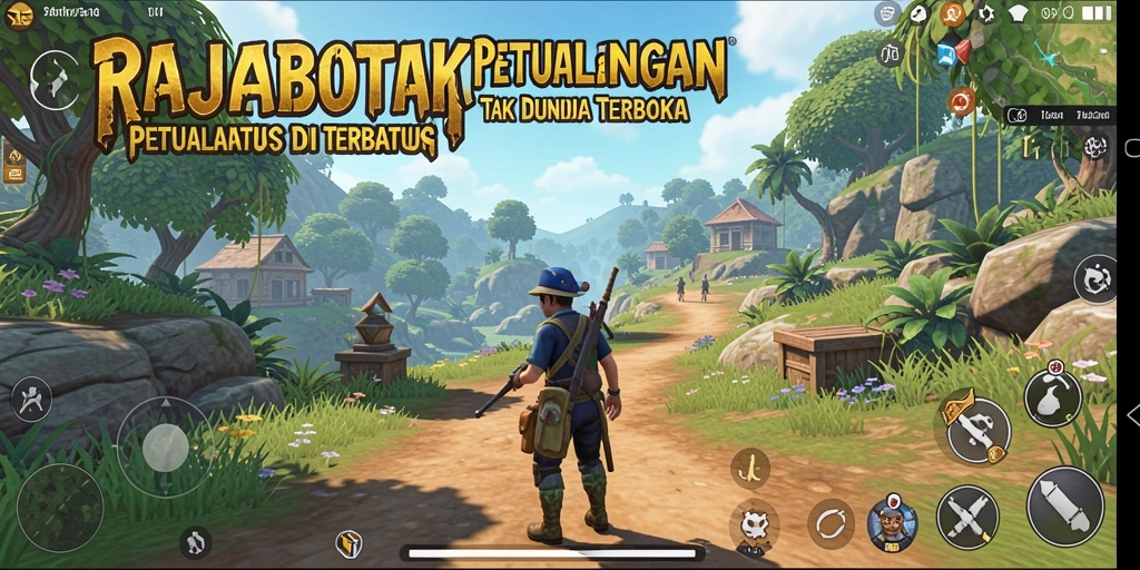 Tangkapan layar gameplay RAJABOTAK menunjukkan eksplorasi dunia terbuka yang memukau.