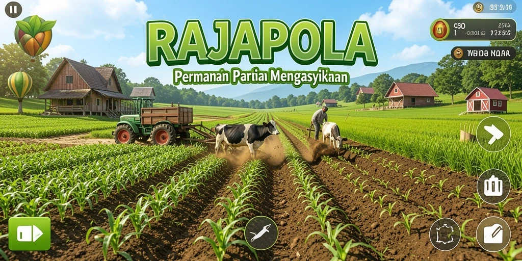 Tampilan gameplay yang menarik di dunia pertanian RAJAPOLA.