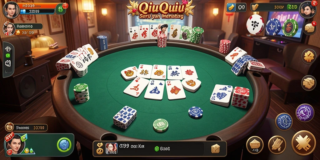 Screenshot dari gameplay QiuQiu yang intens dan seru.