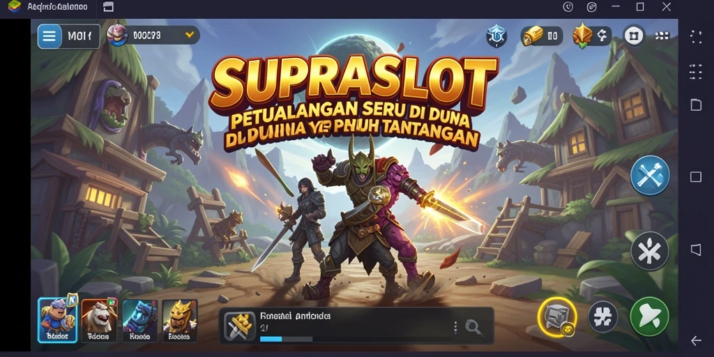 Tangkapan layar utama SUPRASLOT menampilkan aksi petualangan yang mendebarkan.