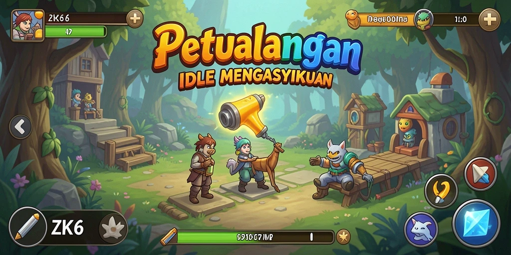 Tampilan gameplay ZK6 yang menawan dengan mekanisme Idle yang menarik.